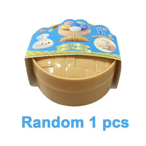 Giant Dumpling Squishy Toy with Bamboo Steamer – Realistic Stress Relief Gift