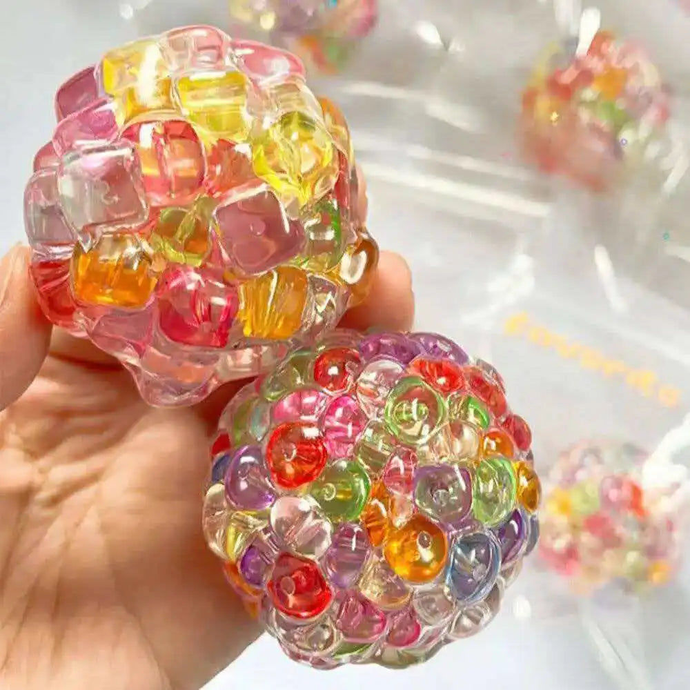 Fidget Ice Cube Squishy Ball — Colored Beads Sensory Stress Relief Toy