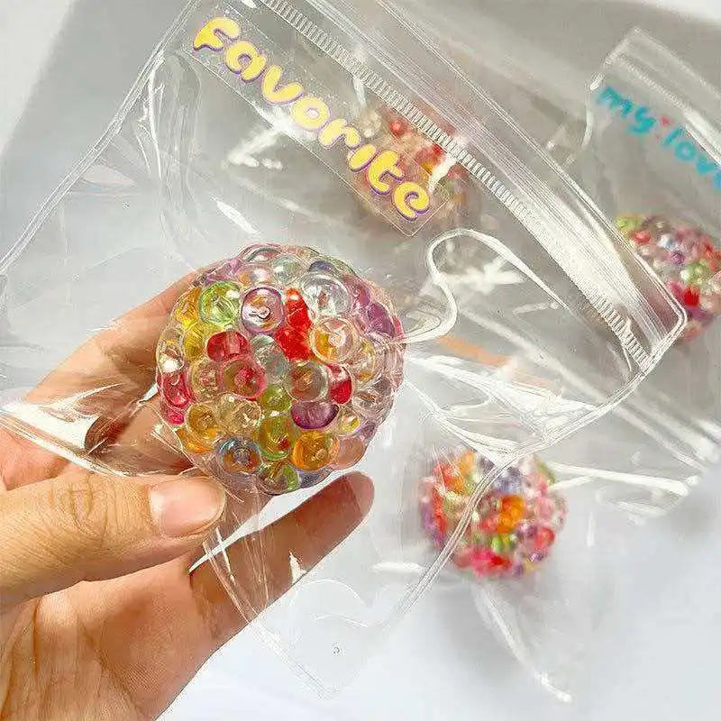 Fidget Ice Cube Squishy Ball — Colored Beads Sensory Stress Relief Toy