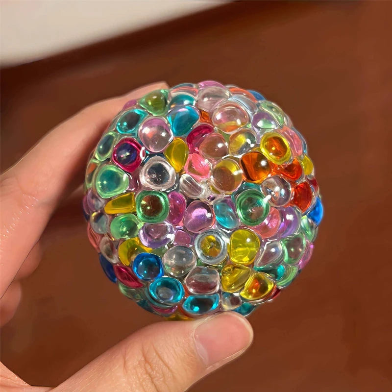 Fidget Ice Cube Squishy Ball — Colored Beads Sensory Stress Relief Toy