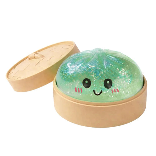 Giant Dumpling Squishy Toy with Bamboo Steamer – Realistic Stress Relief Gift
