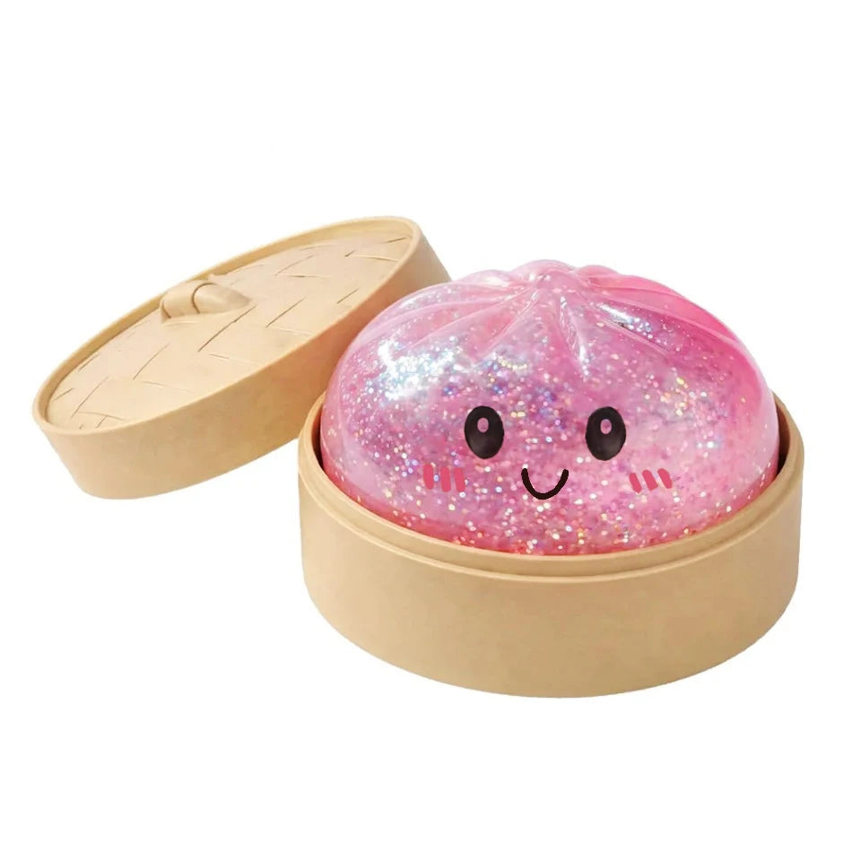 Giant Dumpling Squishy Toy with Bamboo Steamer – Realistic Stress Relief Gift